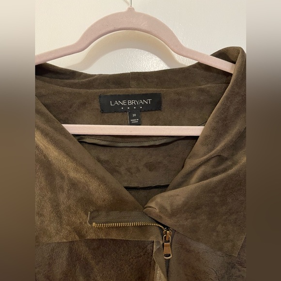 Lane Bryant light weight dark green/brown Moto style jacket size 20 - Picture 7 of 7